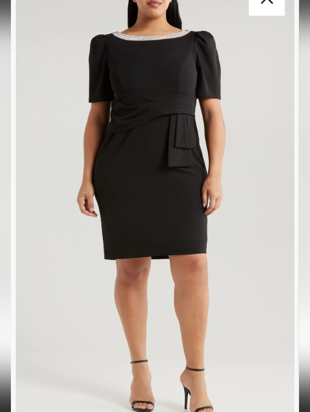 NWT Alex Evenings 24W Black Rhinestone Neck Cocktail Party Wedding $219 Plus